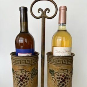 Ornate metal tabletop wine bottle drinks holder